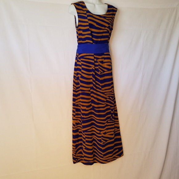 Ezra Boutique Dress maxi Tiger‎ Stripe Size Small - Picture 5 of 5